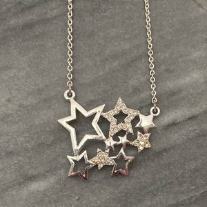 Silver Star Cluster Necklace